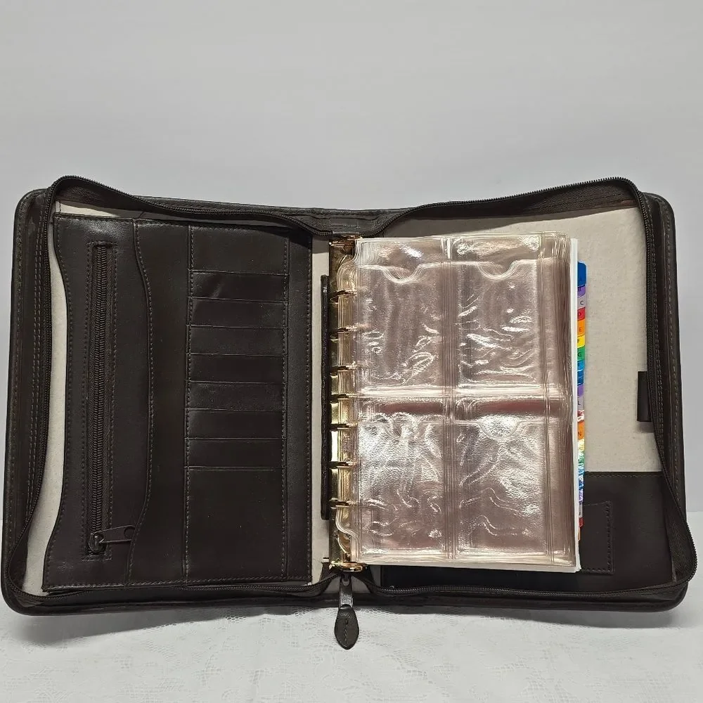 Franklin Covey Brown Genuine Leather Planner 7 Ring Binder